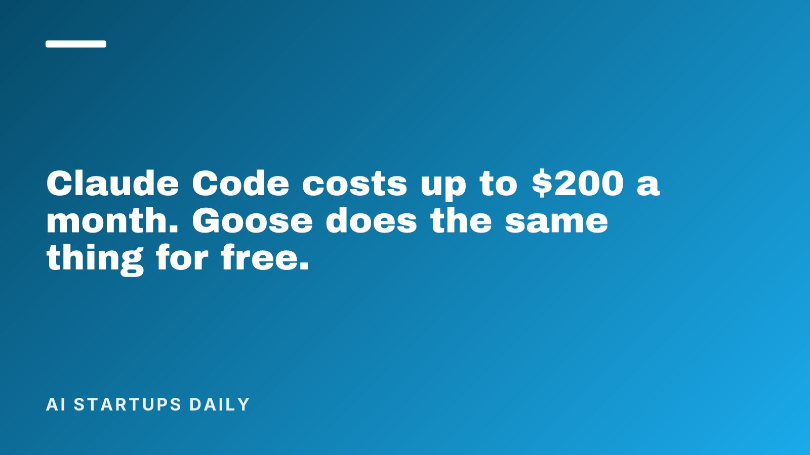 Claude Code costs up to $200 a month. Goose does the same thing for free.