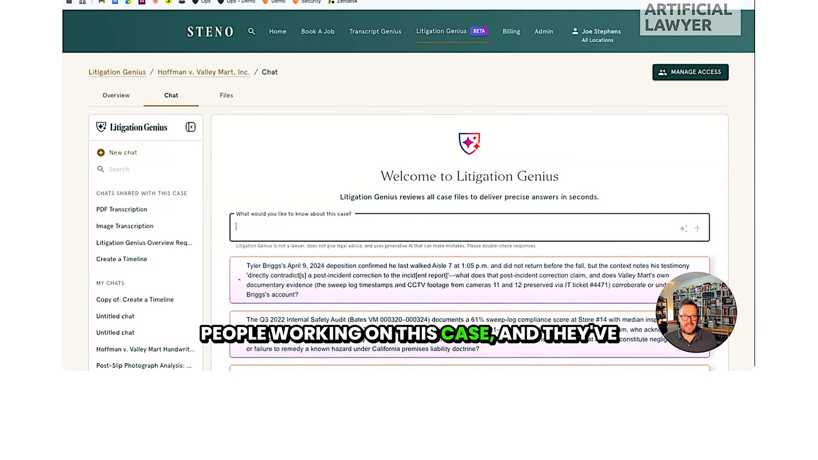 Steno's Litigation Genius handles handwriting, images, and social media in case files